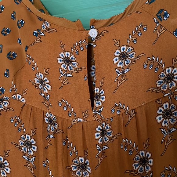 Loft Mustard Boho Lightweight Short Sleeve Blouse - Picture 6 of 9